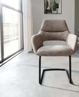 Jedálenské stoličky DELIFE Jedálenská stolička Yago-Flex s opierkami mikrovlákno taupe vintage jedálenská stolička okrúhla čierna vrecková pružina