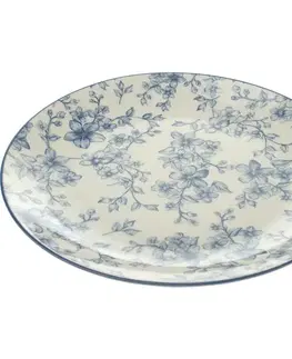 Taniere Súprava 6 plytkých tanierov Nežné kvety 26 cm, modrá