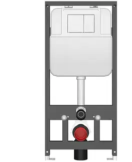 Záchody CERANO - Závesné WC s bidetom Basic/Cronus Standard - biela lesklá - WC tlačidlo Maxio/Biela - závesné - predstenová inštalácia - 59,3x38,4 CER-8050BD86438