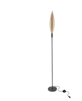 Stojacie lampy Lampa podłogowa Nordic szklana z bursztynowym kloszem czarna metalowa stojąca
