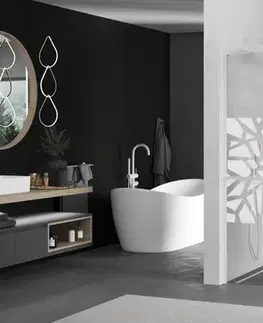 Sprchové dvere MEXEN/S - Kioto+ L Sprchová zástena WALK-IN s poličkou a držiakom uterákov 80 x 200, biely vzor, biela 800-080-123-20-85