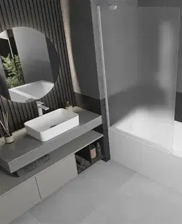 Sprchové dvere MEXEN/S - Next vaňová zástena FIX 100 x 150, mrazené sklo, biela 895-100-000-00-30-20