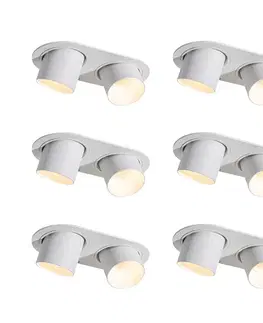 Zapustené svietidlá Sada 6 zapustených bodových svetiel biela GU10 50mm 2-svetlá - Installa
