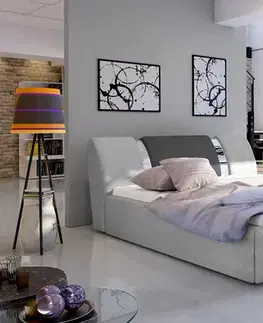 Postele NABBI Folino 180 čalúnená manželská posteľ s roštom svetlosivá / tmavosivá