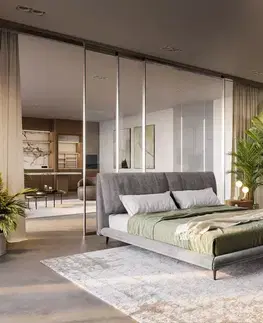 Čalúnené postele DELIFE Čalúnená posteľ Cusino 180x200 cm mikrovlákno sivá