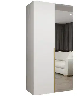 Šatníkové skrine Skriňa Alicante II 100 biela/zlatá