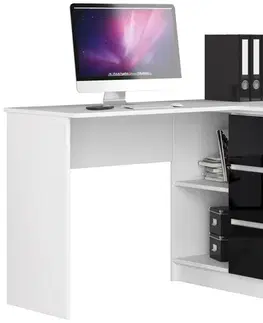 Písacie stoly Moderný písací stôl HERRA124P, biely / čierny lesk