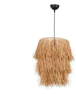 Svietidlá  Závesný luster na lane TASSEL 1xE27/40W/230V rafia 390FLH1811