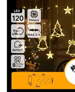 LED osvetlenie  B.V.  - LED vonkajší vianočný reťazec 120xLED/6W/230V/8 funkcií 3x0,6m IP44 teplá biela+DO B10303S6X
