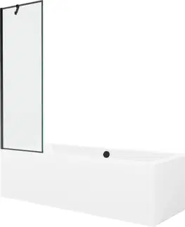 Sprchové dvere MEXEN/S - Cube obdĺžniková vaňa 170 x 80 cm s panelom + vaňová zástena 60, čierna vzor 550517080X9506007070