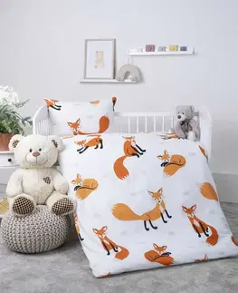 Detské obliečky MKLozkoviny.sk Bavlnené obliečky Renforce do postieľky – Líšky 02 - 100 × 135 cm - 40 x 60 cm