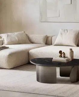 Konferenčné stolíky DELIFE Konferenčný stolík Marvello 100x50 cm mramor čierna strieborná kov čierna vintage