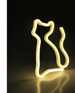 Svietidlá  LED Neónová nástenná dekorácia CAT LED/3W/3xAA USB žltá 327093