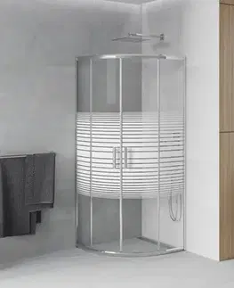 Sprchovacie kúty MEXEN - Rio Sprchový kút 90x90, sklo prúžky, chróm 863-090-090-01-20