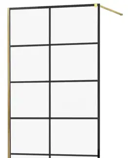 Sprchové dvere MEXEN/S - KIOTO Sprchová zástena WALK-IN 70x200 cm 8 mm, zlatá, čierny vzor 1 800-070-101-50-77