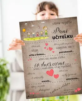 Tabuľky s venovaním (darčeky) Darčeky pre učiteľov - Vyznanie vďaky pre pani učiteľku - tabuľka
