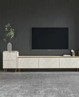 Konferenčné stolíky Televízny stolík so skrinkami Imej Travertine and Gold