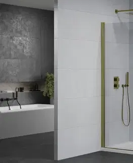 Vane MEXEN/S - Pretoria otváracia sprchovací kút 70x80, sklo transparent, zlatá + vanička 852-070-080-50-00-4010
