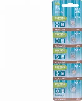 Batérie primárne EXTOL ENERGY Monočlánky LR41 alkalické 5ks, 1,5V