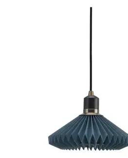 Svietidlá Halo Design 744060- Luster na lanku PARIS 1xG9/28W/230V priemer 24 cm modrá/mosadz/dub 744060