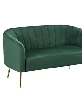 Pohovky a gauče KONDELA Bagy dvojsedačka tmavozlelená (Velvet) / strieborná