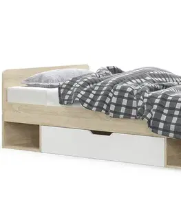 Postele NABBI Tavir 90 jednolôžková posteľ s roštom 90x200 cm dub sonoma / biela