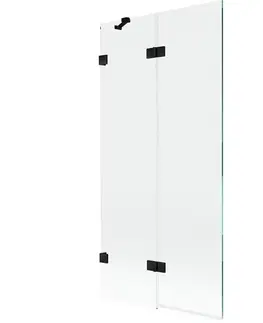 Sprchové dvere MEXEN/S - Lunar vaňová zástena 2-krídlová ľavá 90 x 150, transparent, čierna 897-090-100-70-00-L