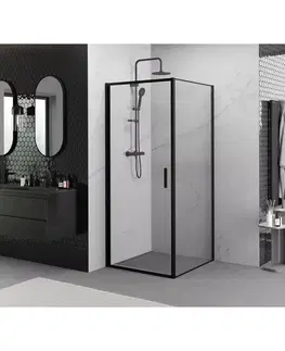 Sprchovacie kúty MEXEN/S - Exo sprchovací kút dvere krídlové 85 x 85, transparent, čierna 817-085-085-70-00