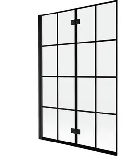 Sprchové dvere MEXEN - MIST vaňová zástena 120x150 cm 6mm 2-s, čierna, dekor, ľavá 8A9-120-002-70-77-L