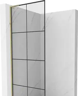 Sprchové dvere MEXEN/S - Kyoto L Sprchová zástena WALK-IN 70 x 200, čierny vzor, zlato 800-070-103-50-77