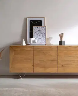 Komody DELIFE Komoda Kayu 200x40x70 cm akácia prírodná 4 dvierka podstava v tvare V