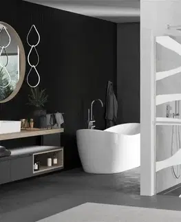 Sprchové dvere MEXEN/S - Kioto+ Sprchová zástena WALK-IN s poličkou a držiakom uterákov 80 x 200, biely vzor, nikel kartáčovaná 800-080-121-97-97