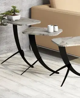 Konferenčné stolíky Sada odkladacích stolíkov (3 kusy) Pion - White Marble