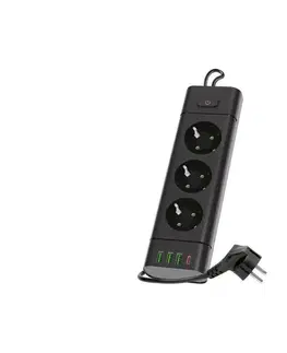 Predlžovacie káble  Rozbočovacia zásuvka s vypínačom LINEA PRO 3x230 V + 3x USB-A + 1x USB-C, SCHUKO, 1,5 m, čierna 004205