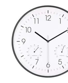 Predlžovacie káble  CLWA4226BK - Nástenné hodiny s teplomerom a vlhkomerom, priemer 30,5 cm, 1xAA, čierna CLWA4226BK