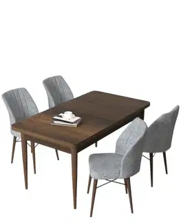 Jedálenské sety Dining Table & Chairs Set (5 Pieces) Arp - Baroque, Grey