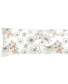 Obliečky Bellatex Obliečka na relaxačný vankúš Kvet lososová, 55 x 180 cm