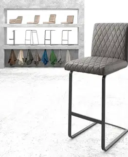 Barové stoličky DELIFE Barová stolička Earnest-Flex diamantové prešívanie antracitová vintage jedálenská stolička plochý kov