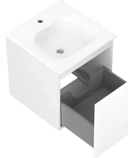 Kúpeľňový nábytok MEXEN/S - Orio kúpeľňová skrinka 45 cm s umývadlom Vela, 1 šuplík, biela mat 91A10-04547-1-BF01-W23M01
