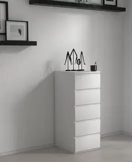 Komody a skrinky Moderná komoda 5W, biela