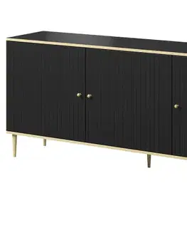 Komody CAMA MEBLE Glamour 180 trojdverová komoda čierna / zlatá