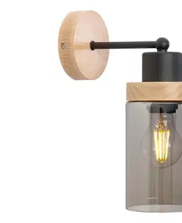 Svietidlá  Nástenné svietidlo WOODNEST 1xE27/15W/230V borovica/dymovo čierna KK 1015/1 BK+SM