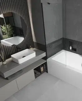 Sprchové dvere MEXEN/S - Cube obdĺžniková vaňa 180 x 80 cm s panelom + vaňová zástena 70, transparent, čierna 550518080X9507000070