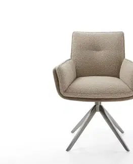 Jedálenské stoličky DELIFE Otočná jedálenská stolička Nela-Flex zmiešané materiály tmavobéžová krížová podstava široká grafitová otočná o 360° s hojdacou funkciou