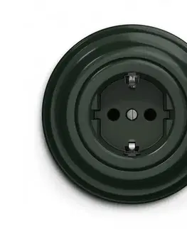 Predlžovacie káble lap - Retro domová zásuvka s rámčekom SCHUKO 230V/16A zelená KA0061+KA0112