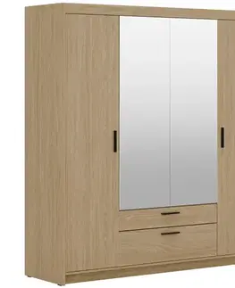 Šatníkové skrine Skriňa Elena 4D 2S zrkadlo dub olejovaný