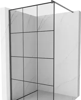 Sprchové dvere MEXEN/S - Kyoto Sprchová zástena WALK-IN 100 x 200, čierny vzor 8 mm, grafit kartáčovaná 800-100-101-66-77