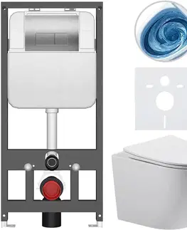 Záchody CERANO - Kompletný WC set Basic/Cesso - biela lesklá - WC tlačidlo Modulo/Strieborná - závesné - predstenová inštalácia - 49x36 CER-8050BD86013