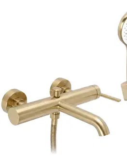 Kúpeľňové batérie REA - Vaňová nástenná batéria Rivo Brush Gold REA-B9338