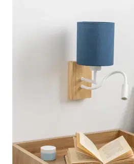 Svietidlá Brilagi - LED Nástenná lampa NUBILA WOOD 1xE27/25W/230V+ LED/3W dub/tmavomodrá BG1565+BG1575